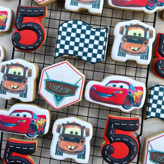 Personalised Lightning McQueen Birthday Cookies (8pc) / Decorated Cookies