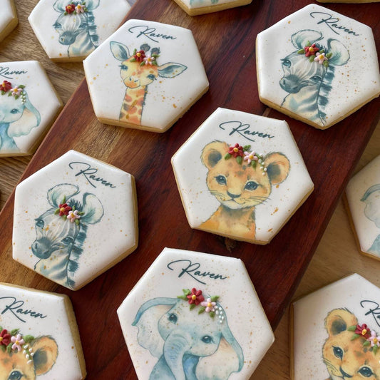 Personalised Safari Cookies (8pc) / Royal Icing Cookies