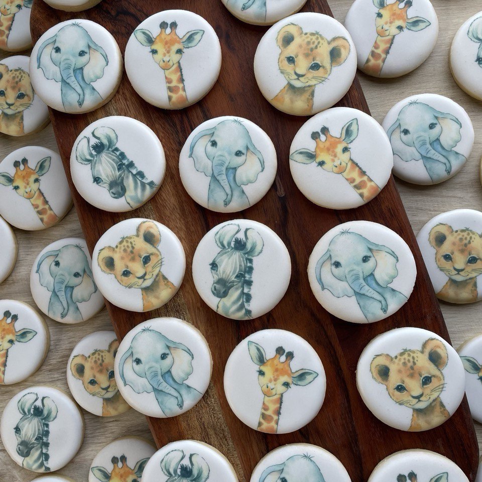 Mini Watercolor Safari Cookies(12pc) / Royal Icing Sugar Cookies